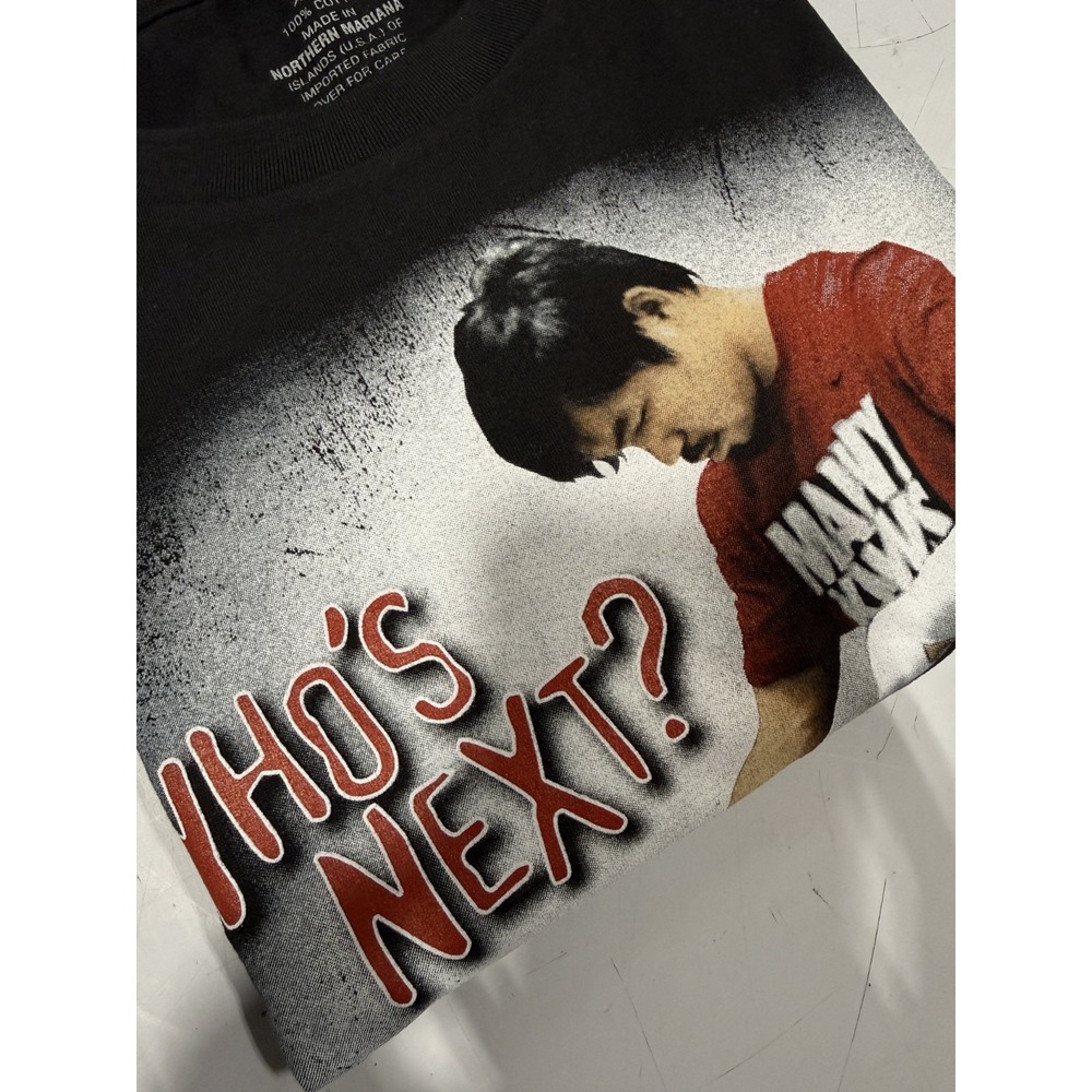 VINTAGE Manny Pacquiao PACMAN T-Shirt Black Boxing Big Graphic XXXL "Who's Next?